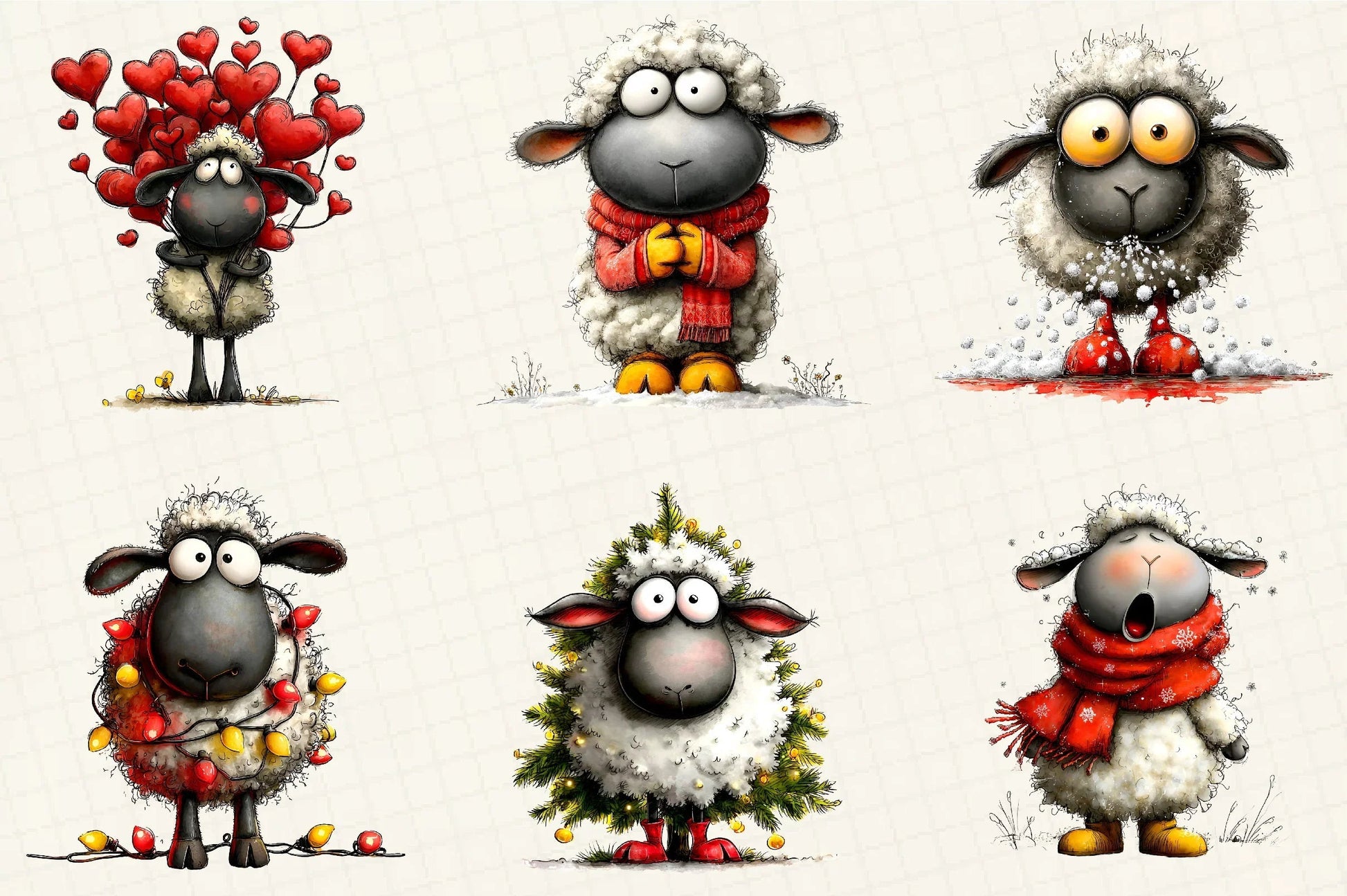 Funny Christmas Sheep Clipart Bundle - CraftNest - Digital Crafting and Art