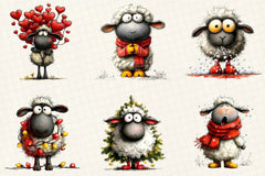Funny Christmas Sheep Clipart Bundle - CraftNest - Digital Crafting and Art
