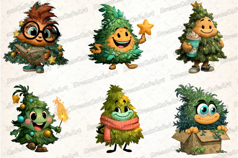 Funny Christmas Tree Clipart Bundle - CraftNest - Digital Crafting and Art