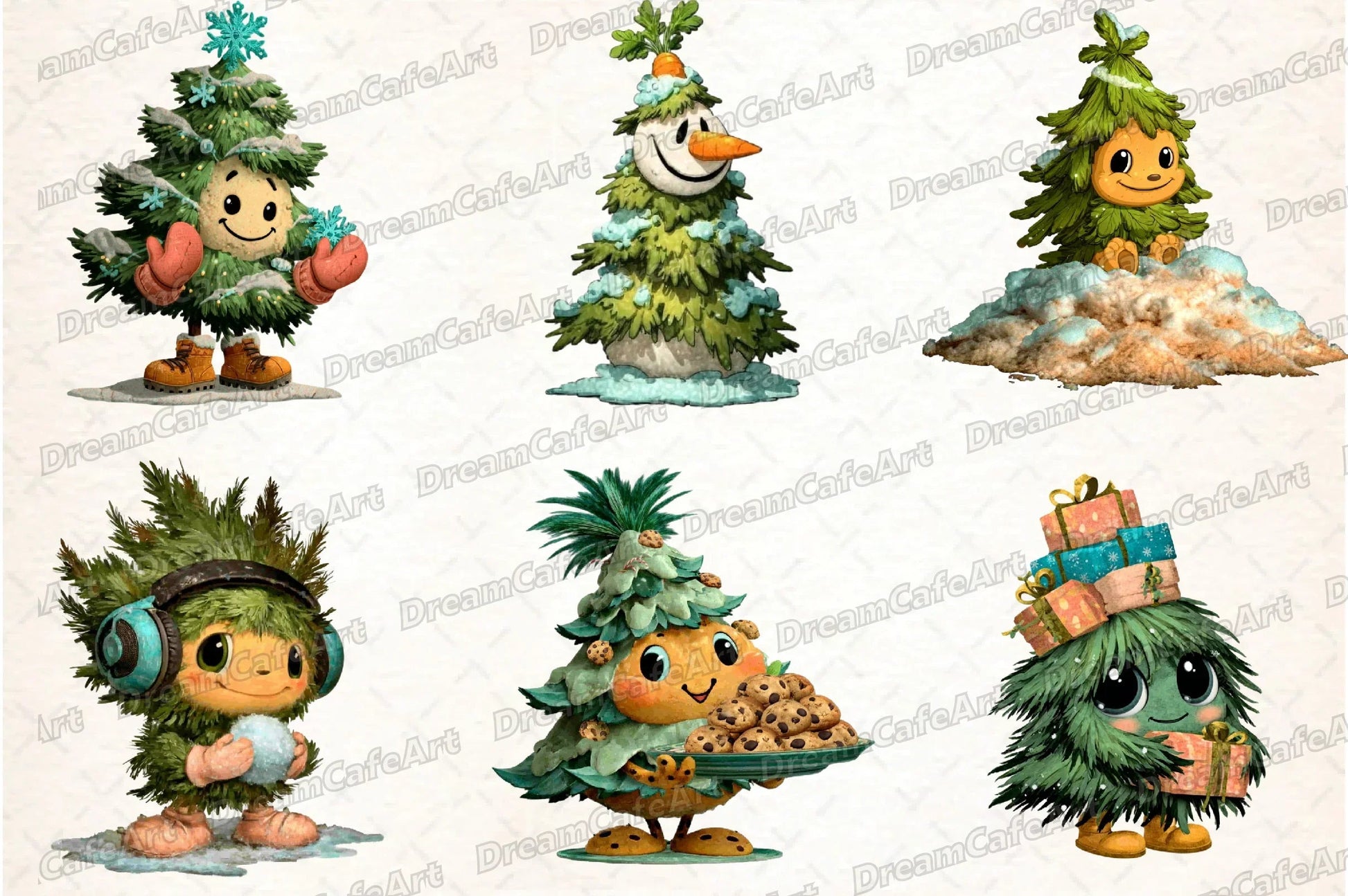Funny Christmas Tree Clipart Bundle - CraftNest - Digital Crafting and Art