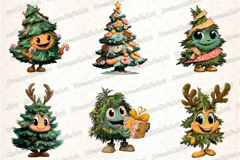 Funny Christmas Tree Clipart Bundle - CraftNest - Digital Crafting and Art