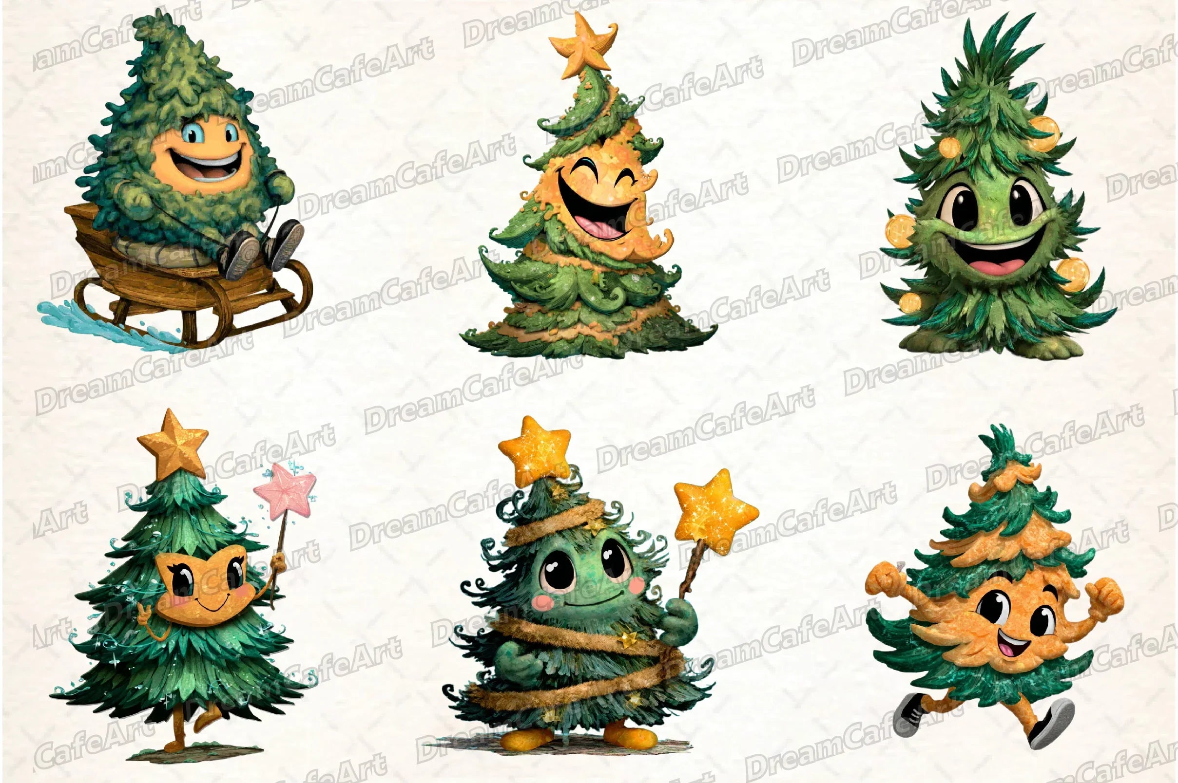 Funny Christmas Tree Clipart Bundle - CraftNest - Digital Crafting and Art
