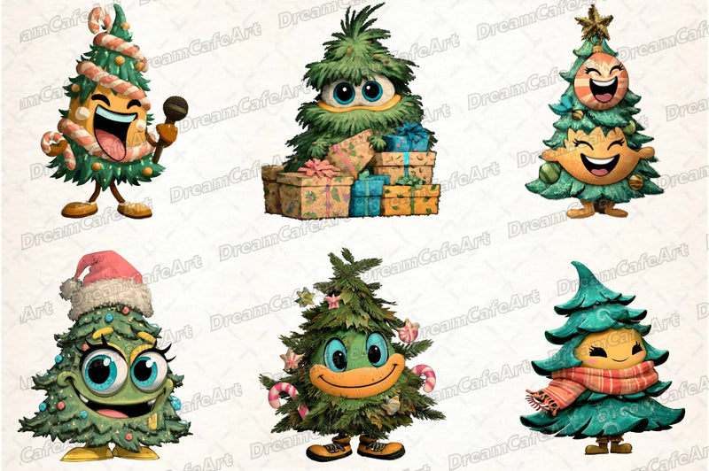 Funny Christmas Tree Clipart Bundle - CraftNest - Digital Crafting and Art