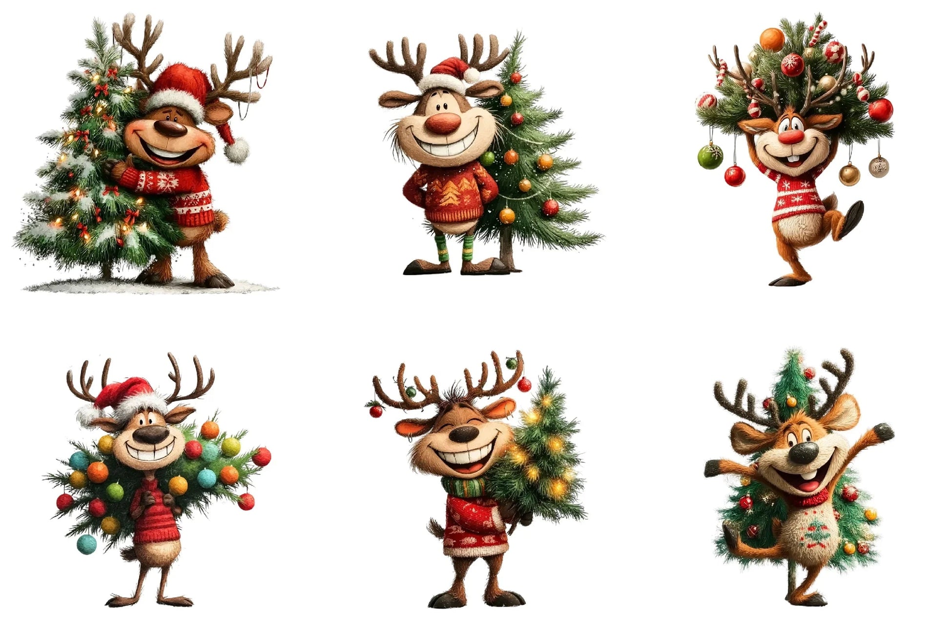 Funny Reindeer Clipart Bundle - CraftNest - Digital Crafting and Art