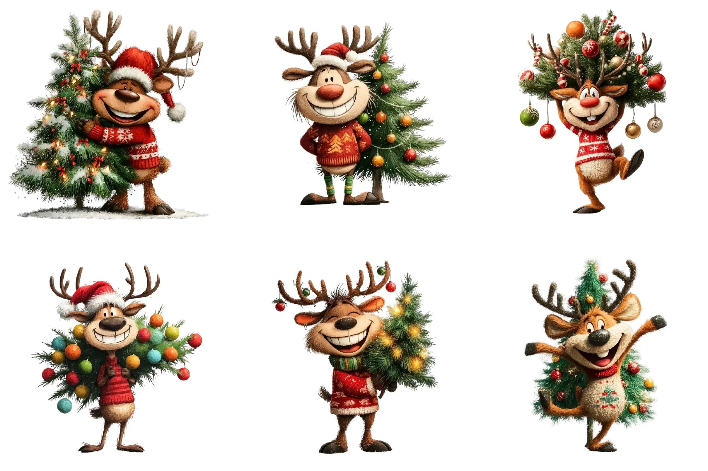Funny Reindeer Clipart Bundle - CraftNest - Digital Crafting and Art
