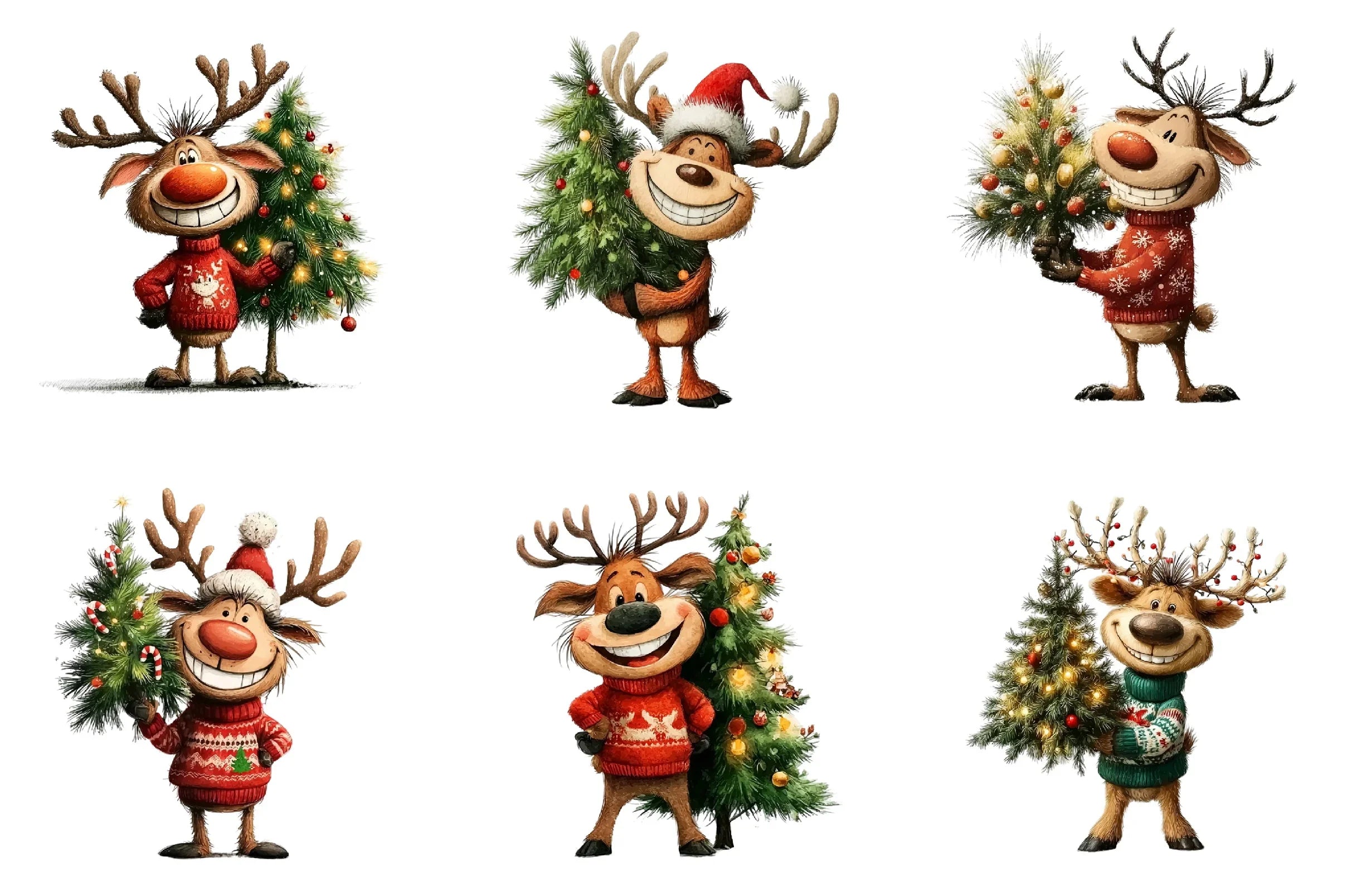 Funny Reindeer Clipart Bundle - CraftNest - Digital Crafting and Art