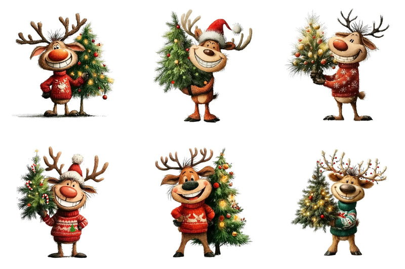 Funny Reindeer Clipart Bundle - CraftNest - Digital Crafting and Art