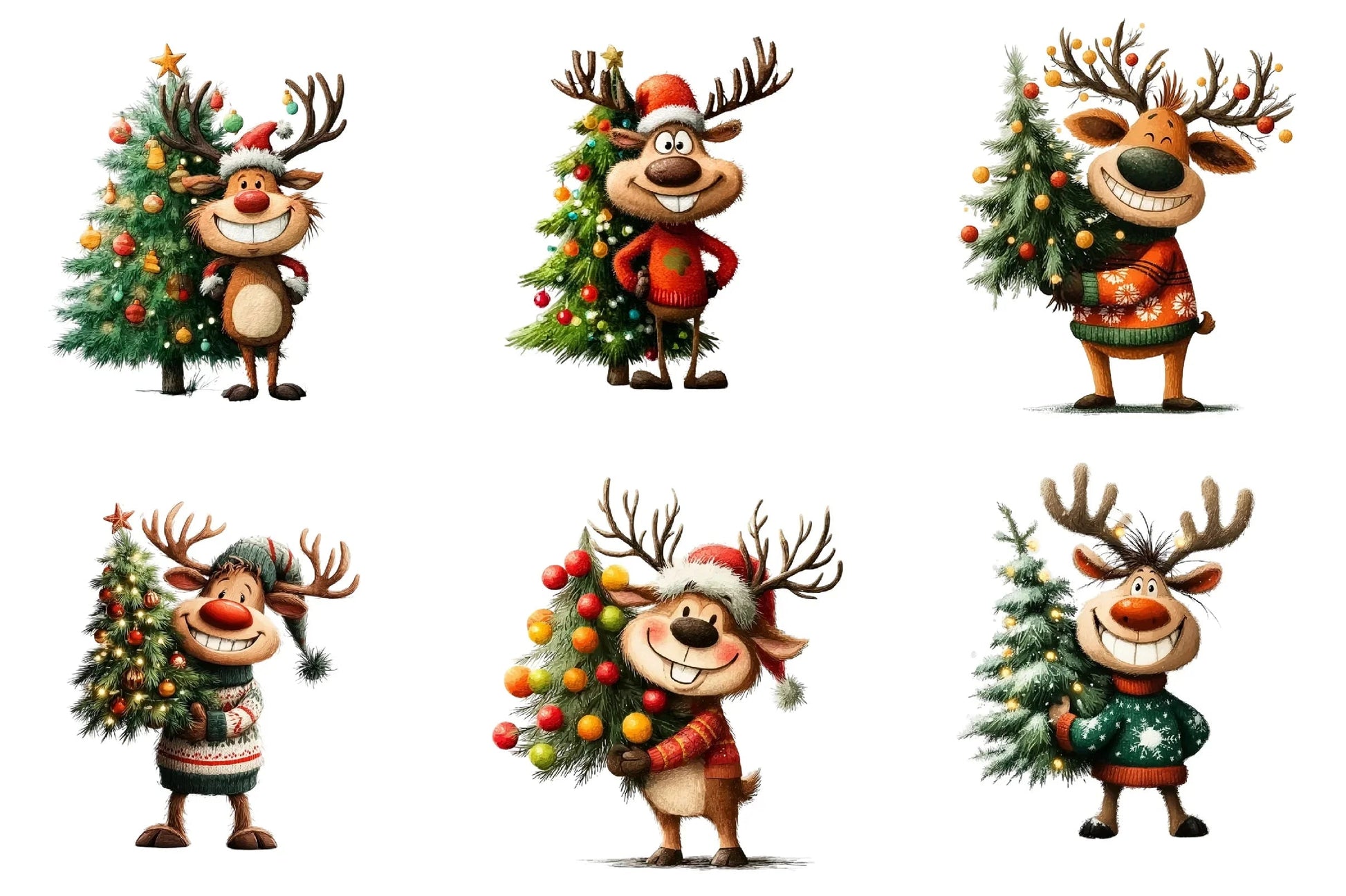 Funny Reindeer Clipart Bundle - CraftNest - Digital Crafting and Art