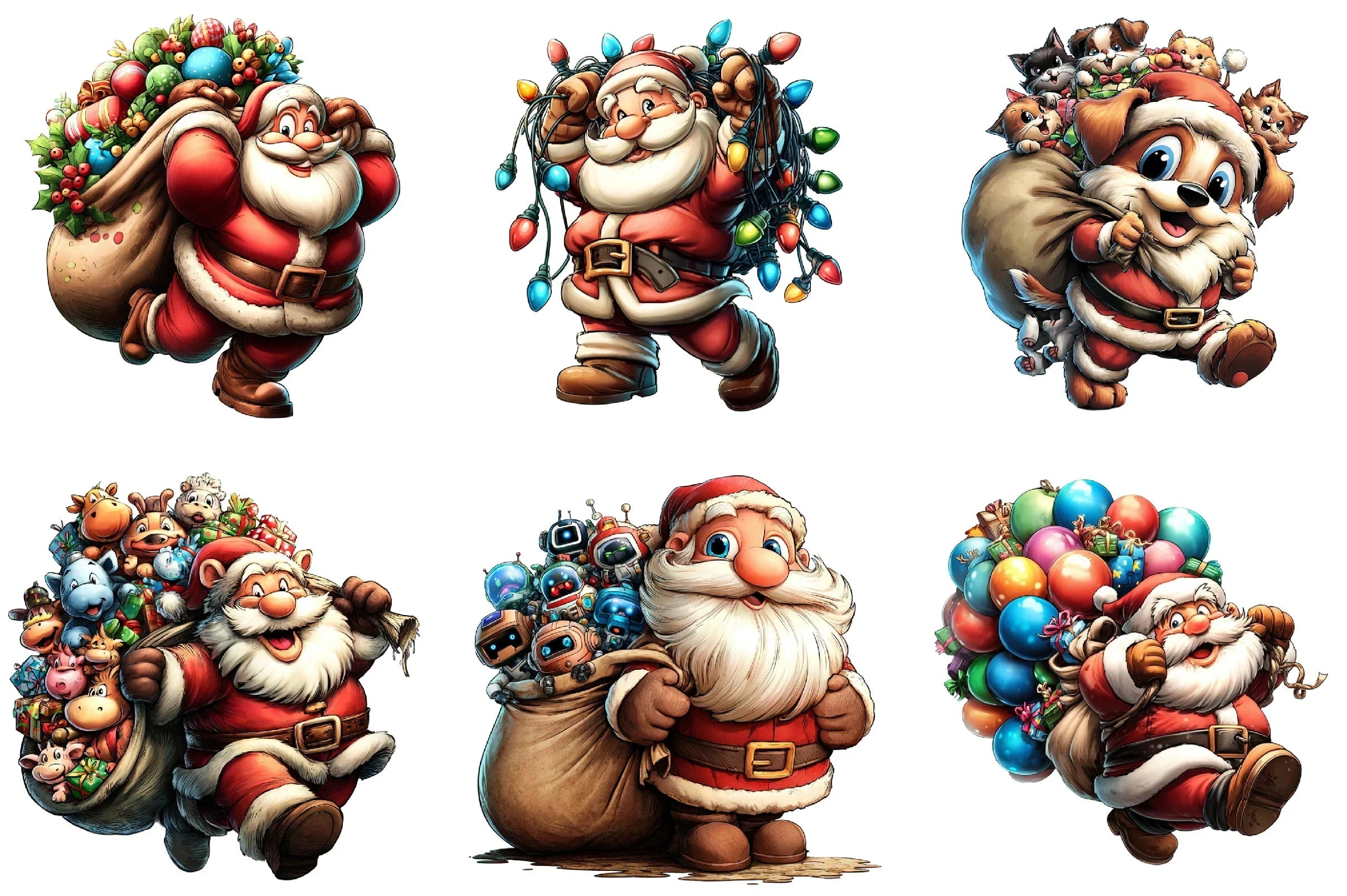 Funny Santa's Happy Haul Clipart Bundle - CraftNest - Digital Crafting and Art