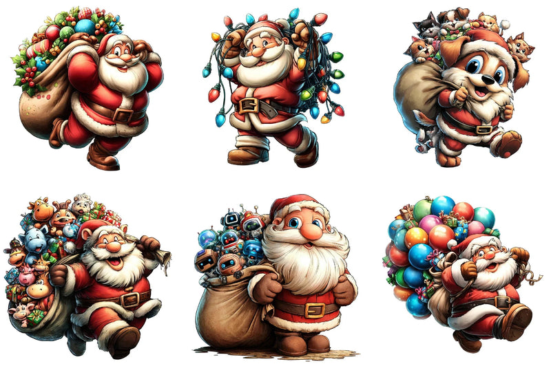 Funny Santa's Happy Haul Clipart Bundle - CraftNest - Digital Crafting and Art