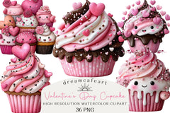 Funny Valentine's Day Cupcake Clipart Bundle - CraftNest - Digital Crafting and Art