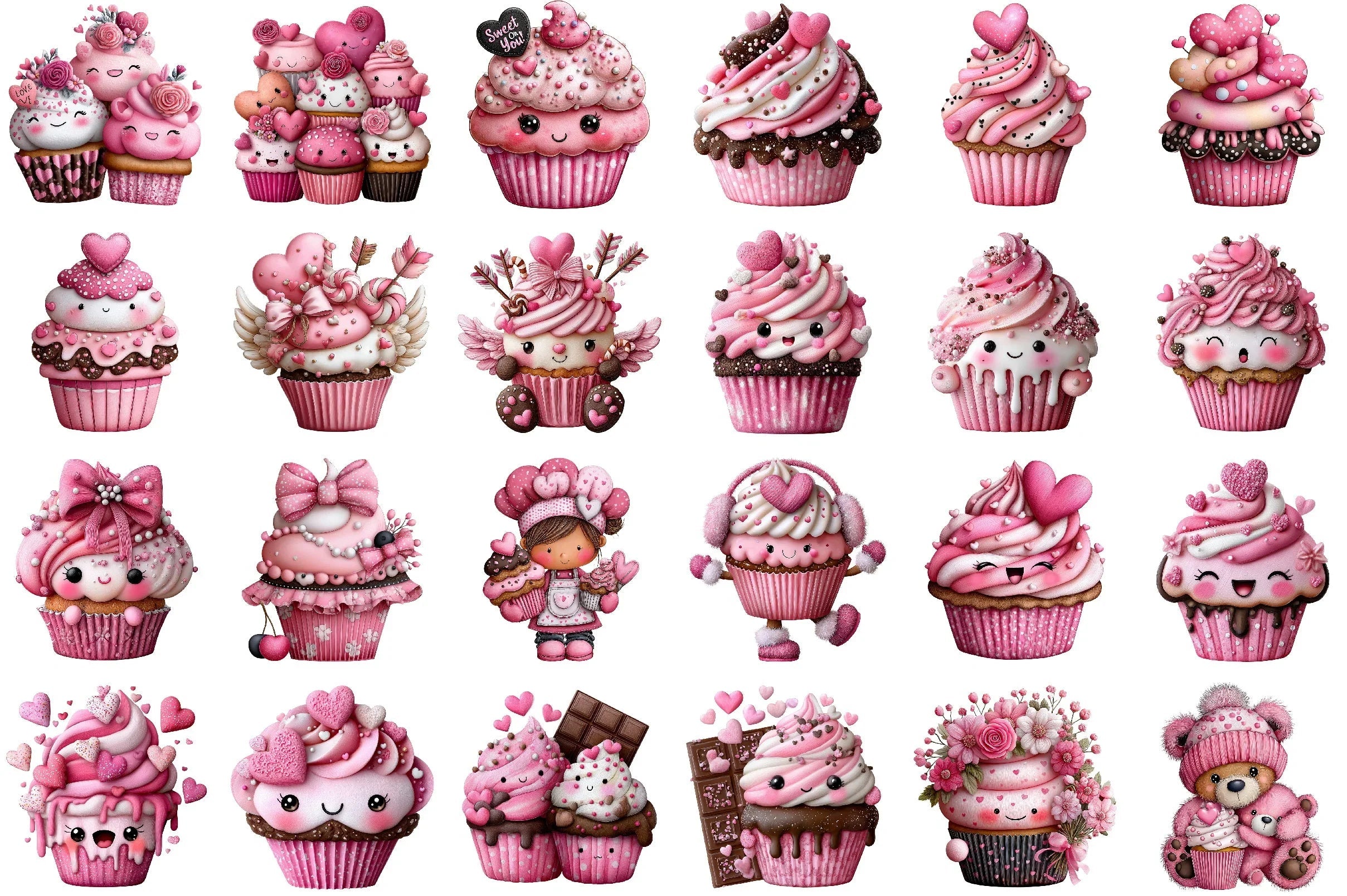 Funny Valentine's Day Cupcake Clipart Bundle - CraftNest - Digital Crafting and Art