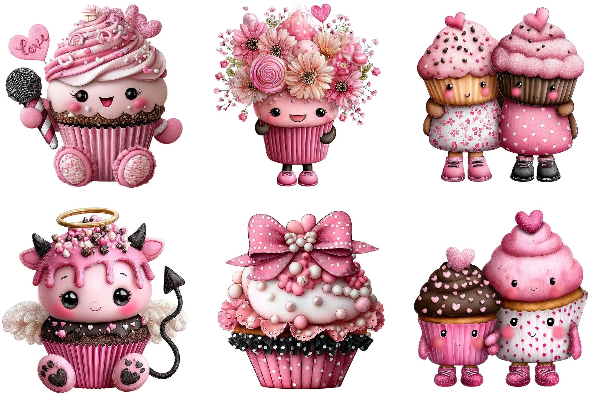 Funny Valentine's Day Cupcake Clipart Bundle - CraftNest - Digital Crafting and Art