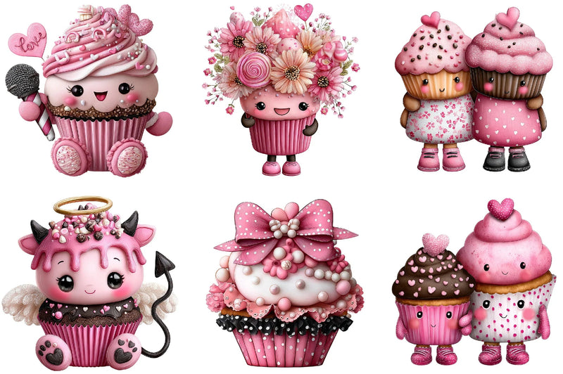Funny Valentine's Day Cupcake Clipart Bundle - CraftNest - Digital Crafting and Art