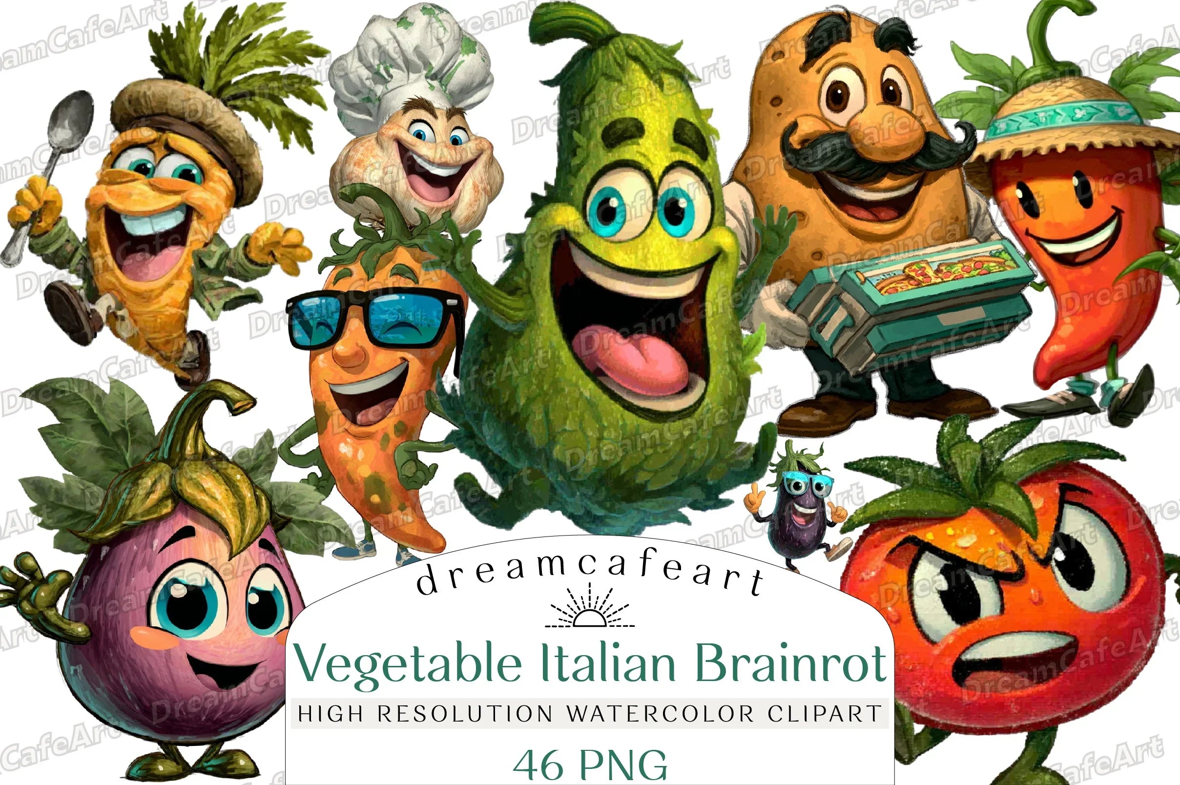 Funny Vegetable Italian Brainrot Clipart Bundle - CraftNest - Digital Crafting and Art
