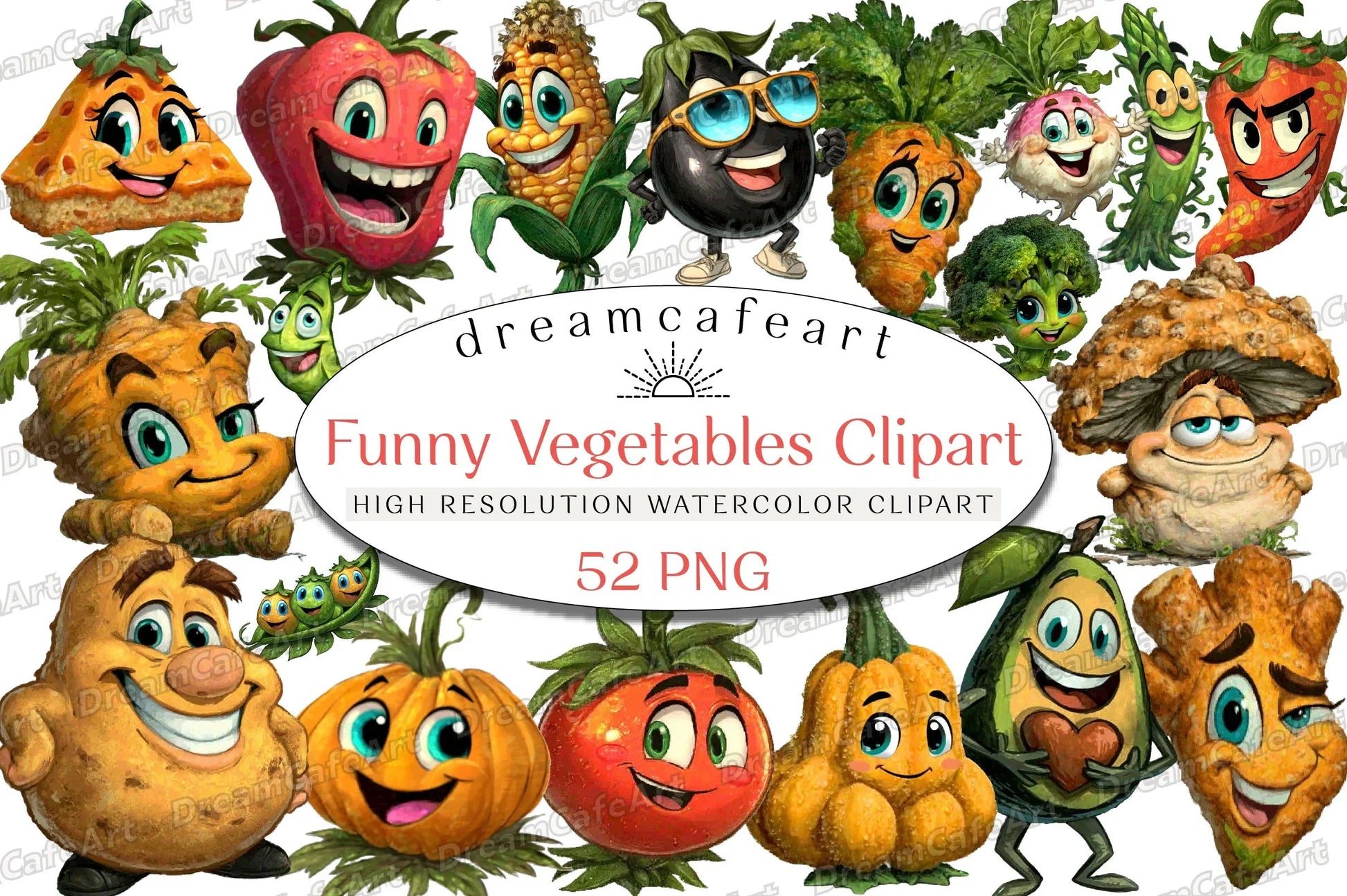 Funny Vegetables Clipart Bundle - CraftNest - Digital Crafting and Art