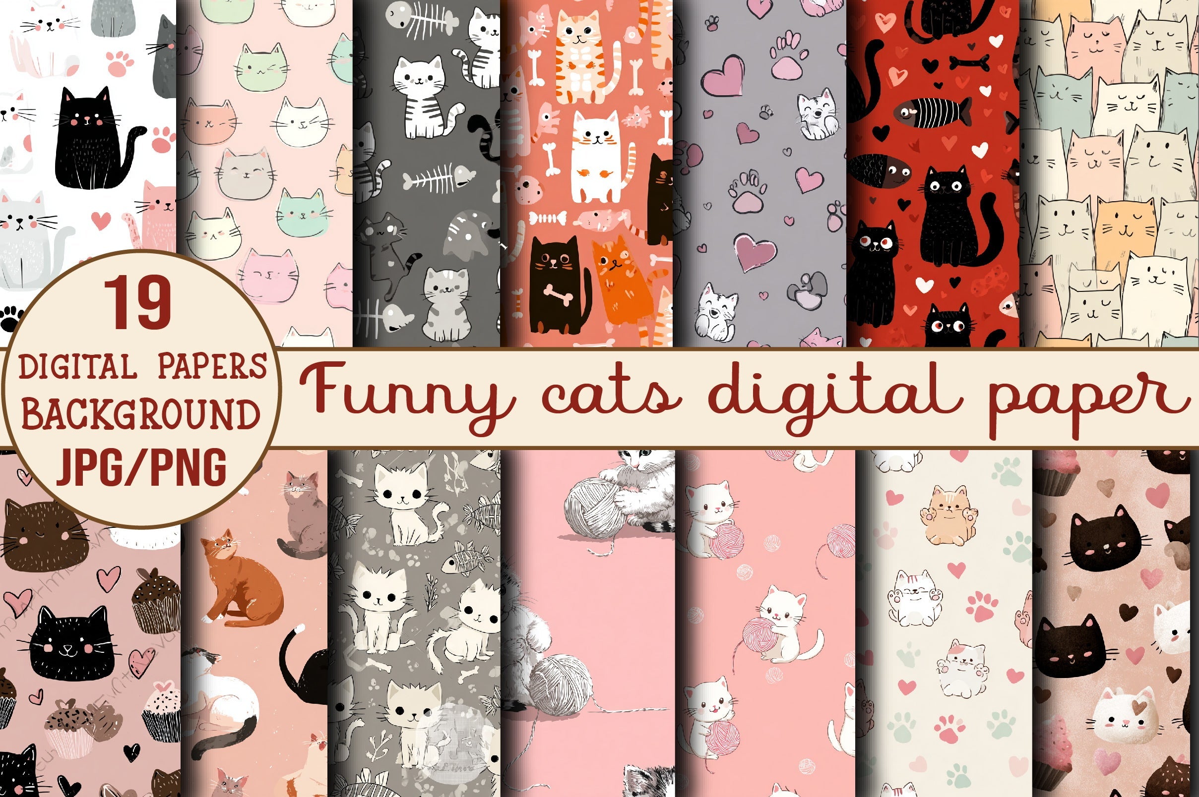 Funny Cats Digital Paper