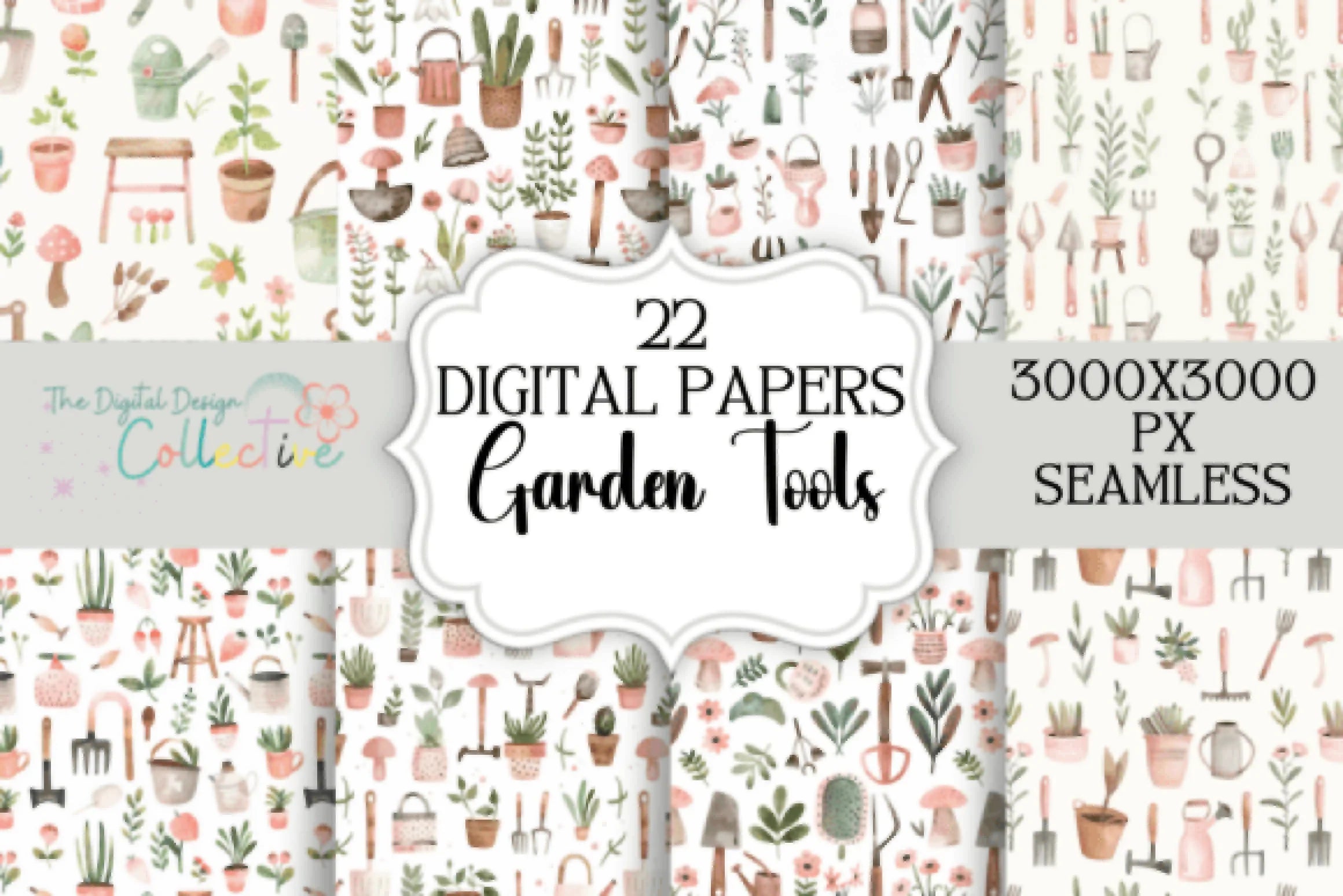 Garden Tools Seamless Digital Paper - CraftNest - Digital Crafting and Art