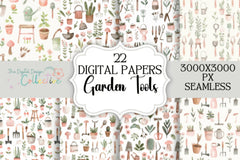 Garden Tools Seamless Digital Paper - CraftNest - Digital Crafting and Art