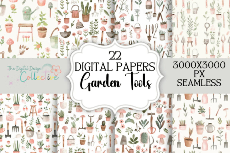Garden Tools Seamless Digital Paper - CraftNest - Digital Crafting and Art