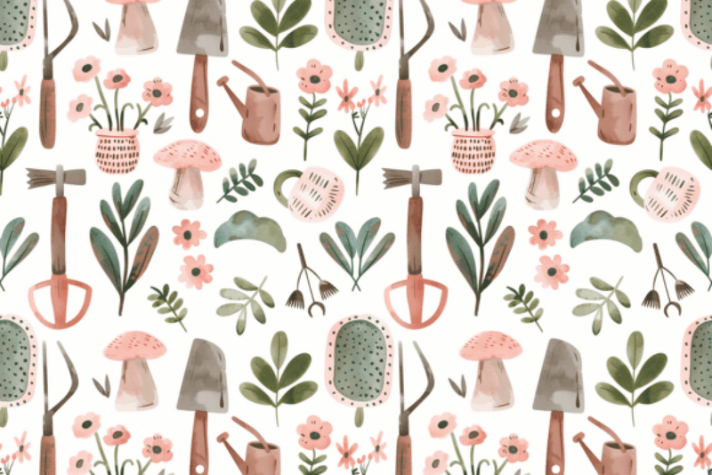 Garden Tools Seamless Digital Paper - CraftNest - Digital Crafting and Art