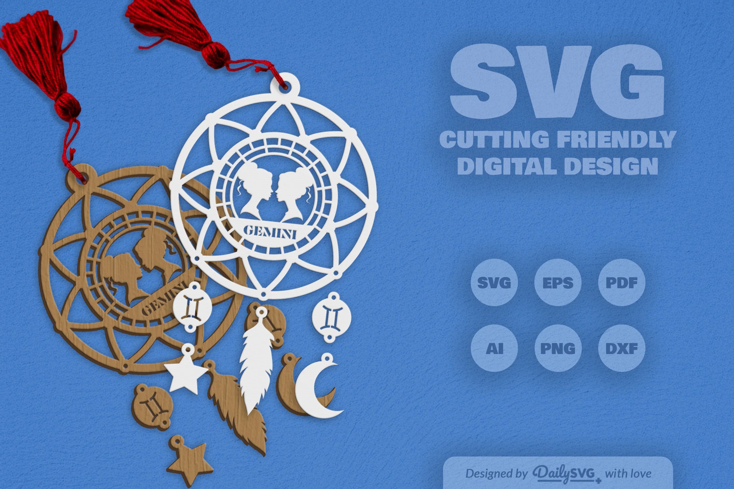 Gemini Dream Catcher Set SVG Bundle 8 - CraftNest - Digital Crafting and Art