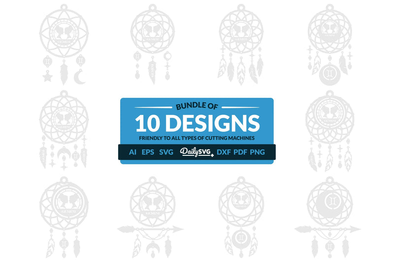 Gemini Dream Catcher Laser Cut Set Clipart - CraftNest - Digital Crafting and Art