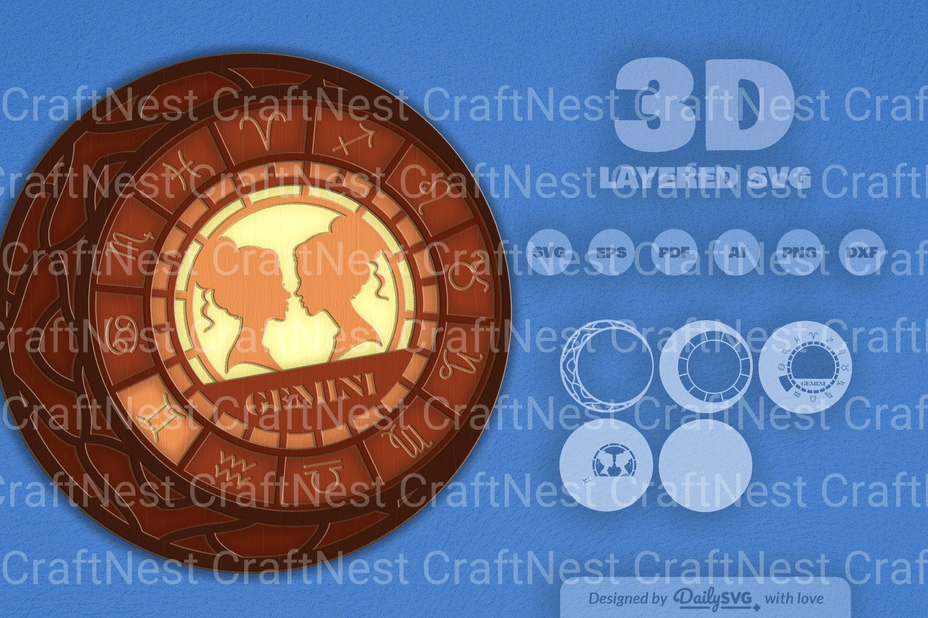 Gemini Zodiac Laser Cut SVG Bundle