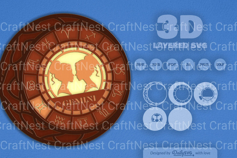 Gemini Zodiac Laser Cut SVG Bundle - CraftNest - Digital Crafting and Art
