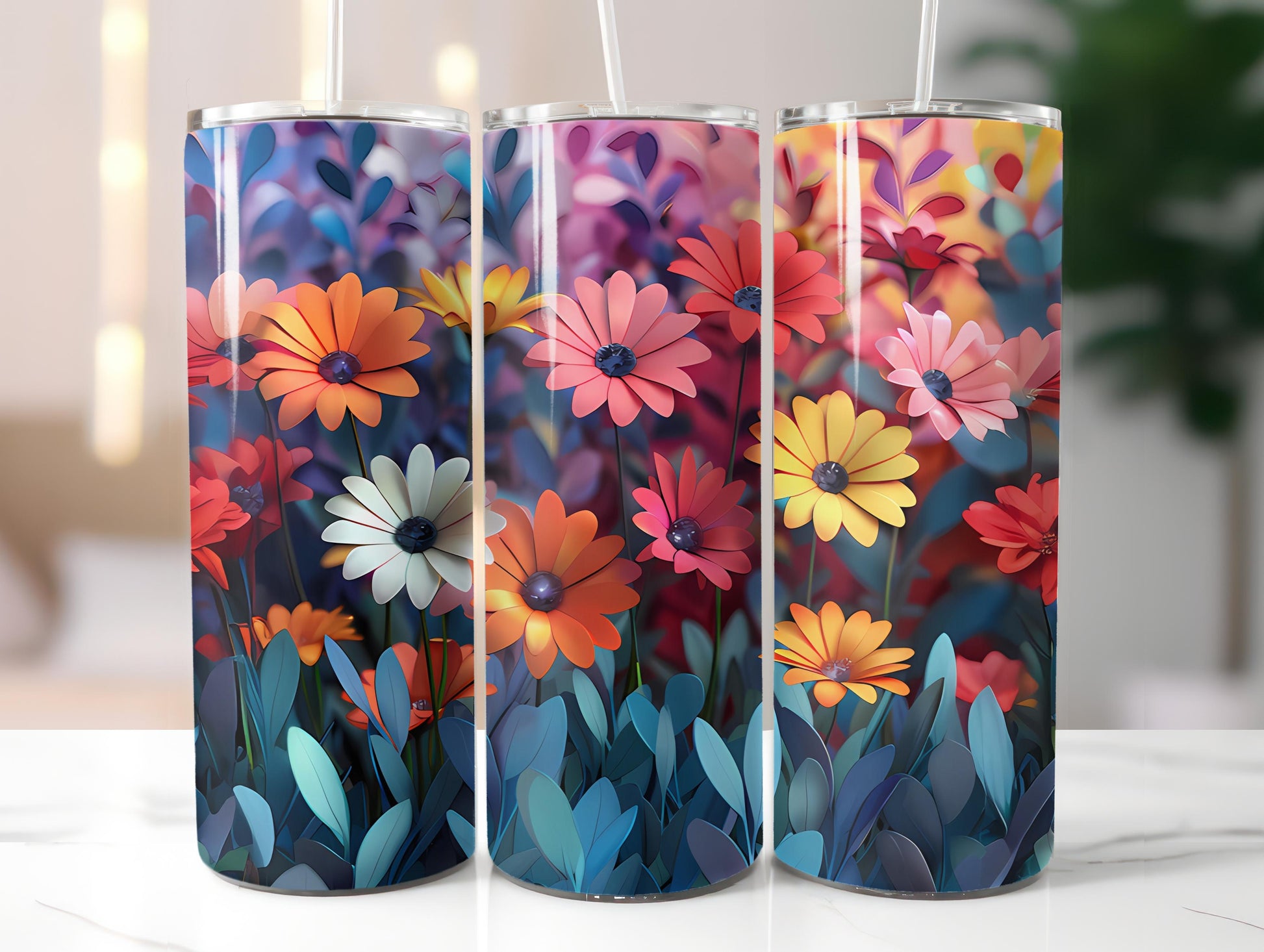 Geometric Flowers Tumbler Wrap - CraftNest - Digital Crafting and Art