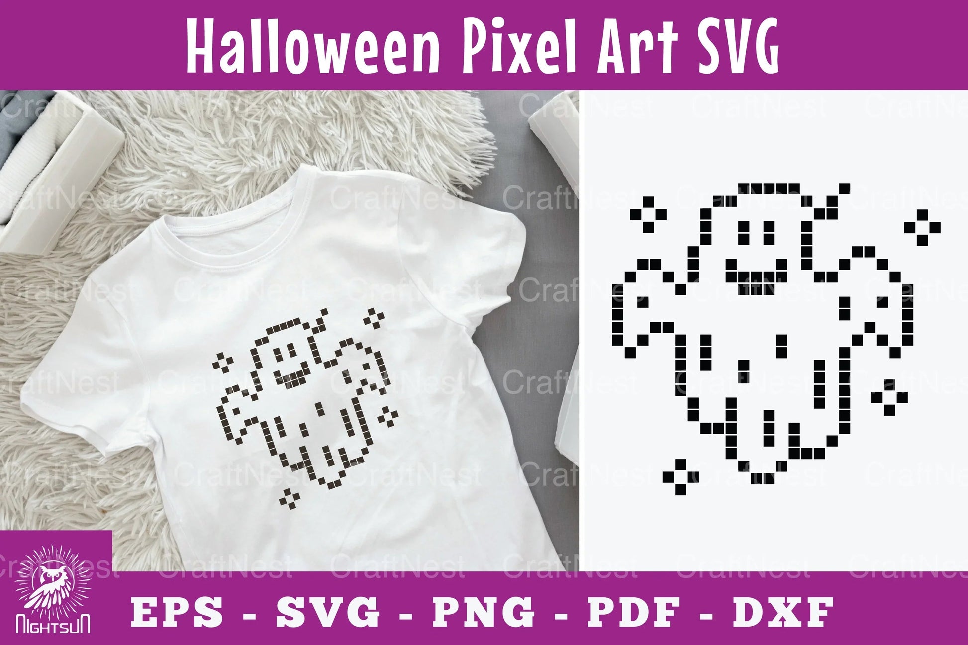 Ghost Pixel Art Clipart Bundle - CraftNest - Digital Crafting and Art