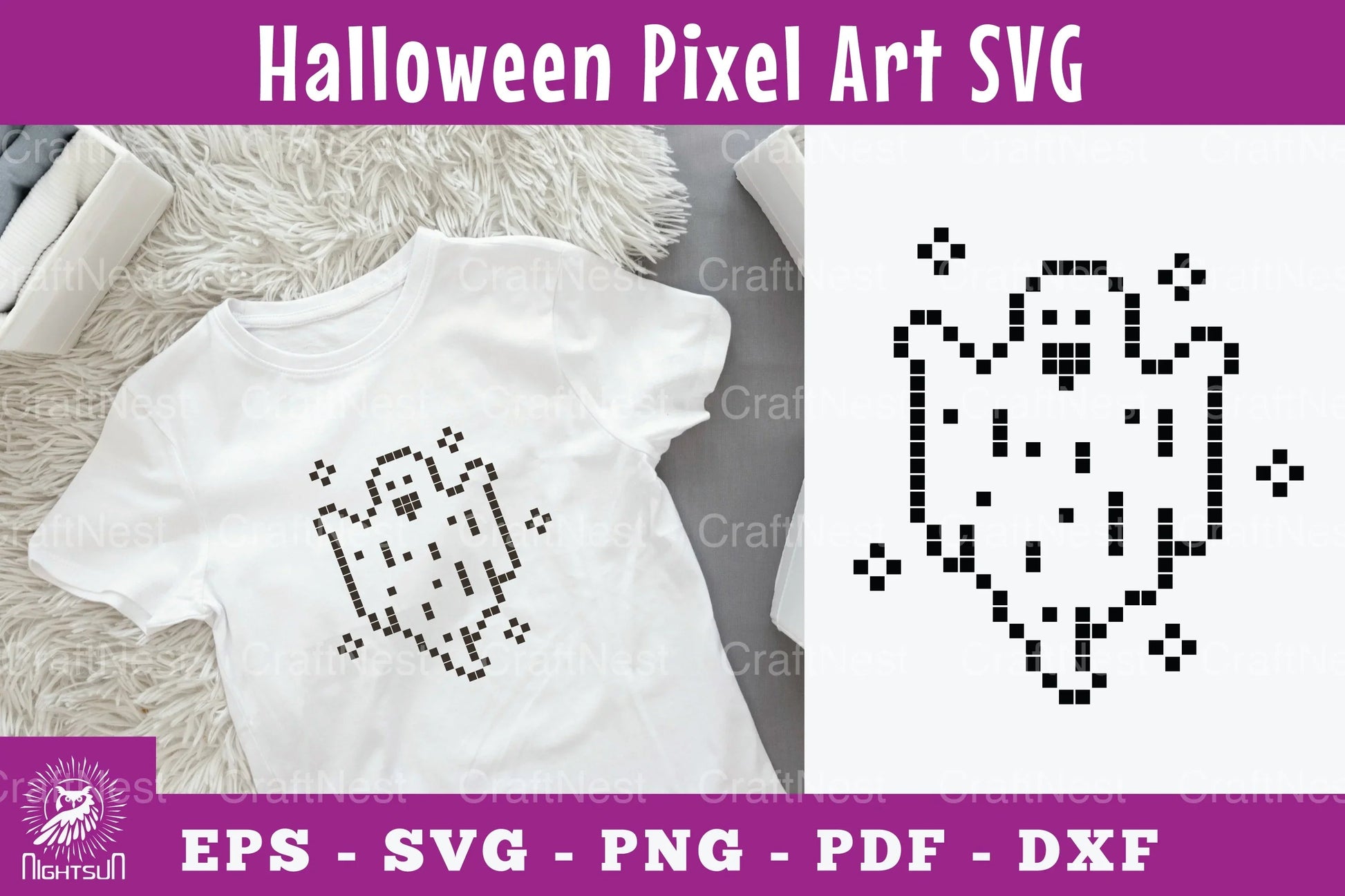 Ghost Pixel Art Clipart Bundle - CraftNest - Digital Crafting and Art