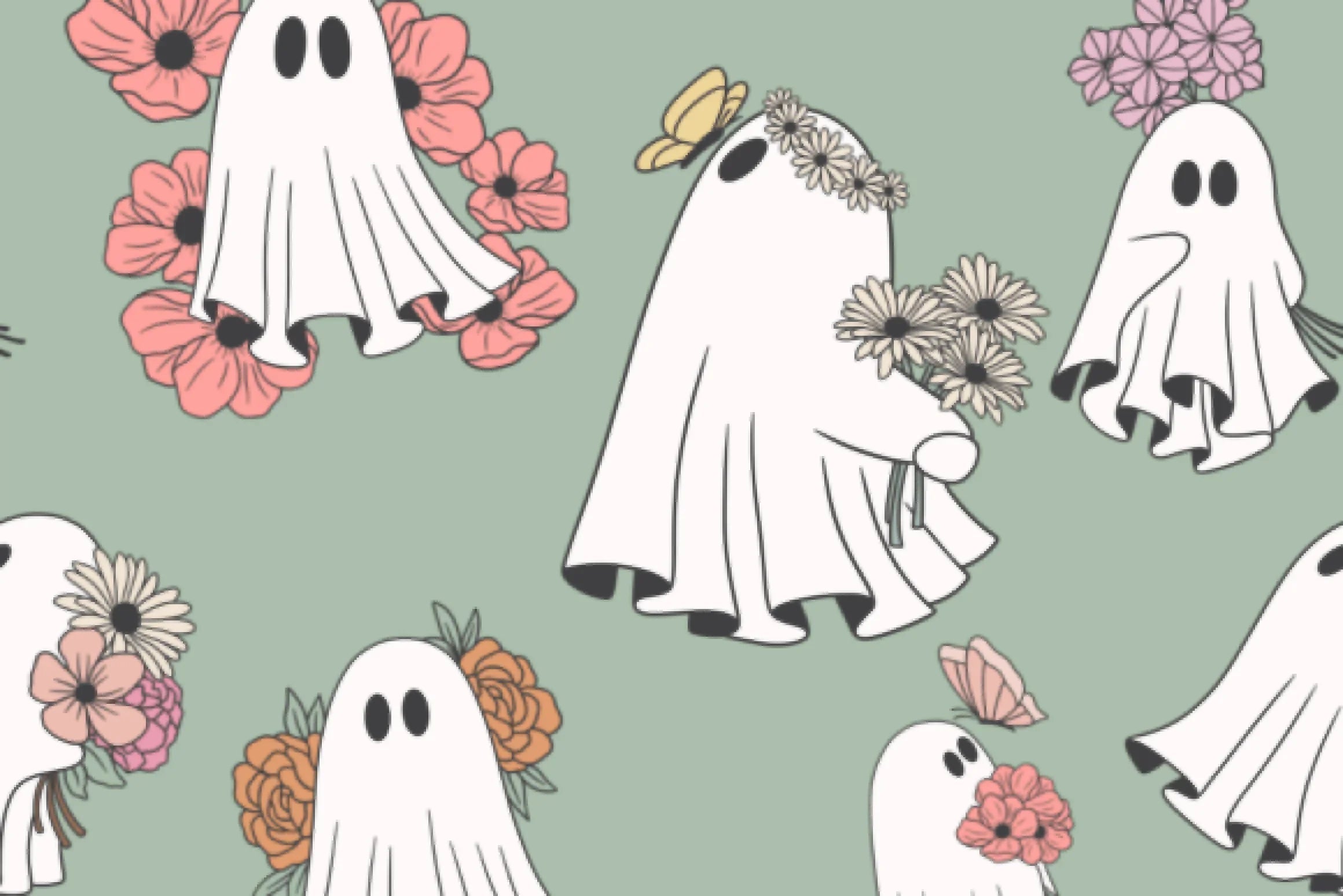 Ghosts of Floral Past Seamless Digital Paper - CraftNest - Digital Crafting and Art
