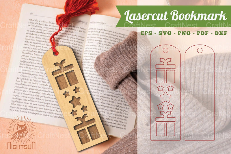Gift Box Laser Cut Bookmark Template Bundle - CraftNest - Digital Crafting and Art