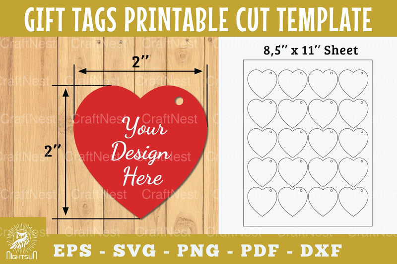 Heart Gift Tags Printable Template Bundle - CraftNest - Digital Crafting and Art