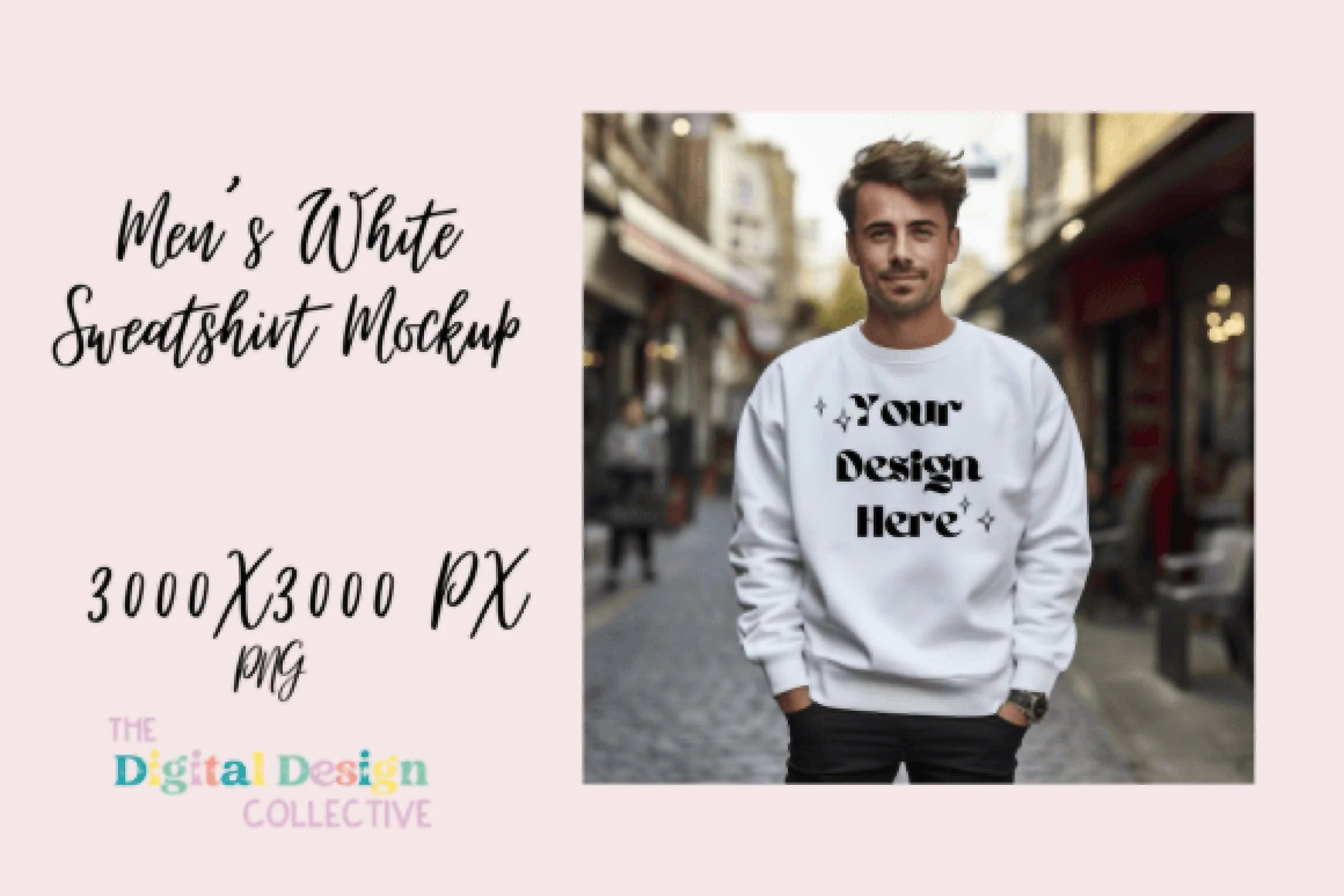 Men's White Sweatshirt Mockup - CraftNest - Digital Crafting and Art