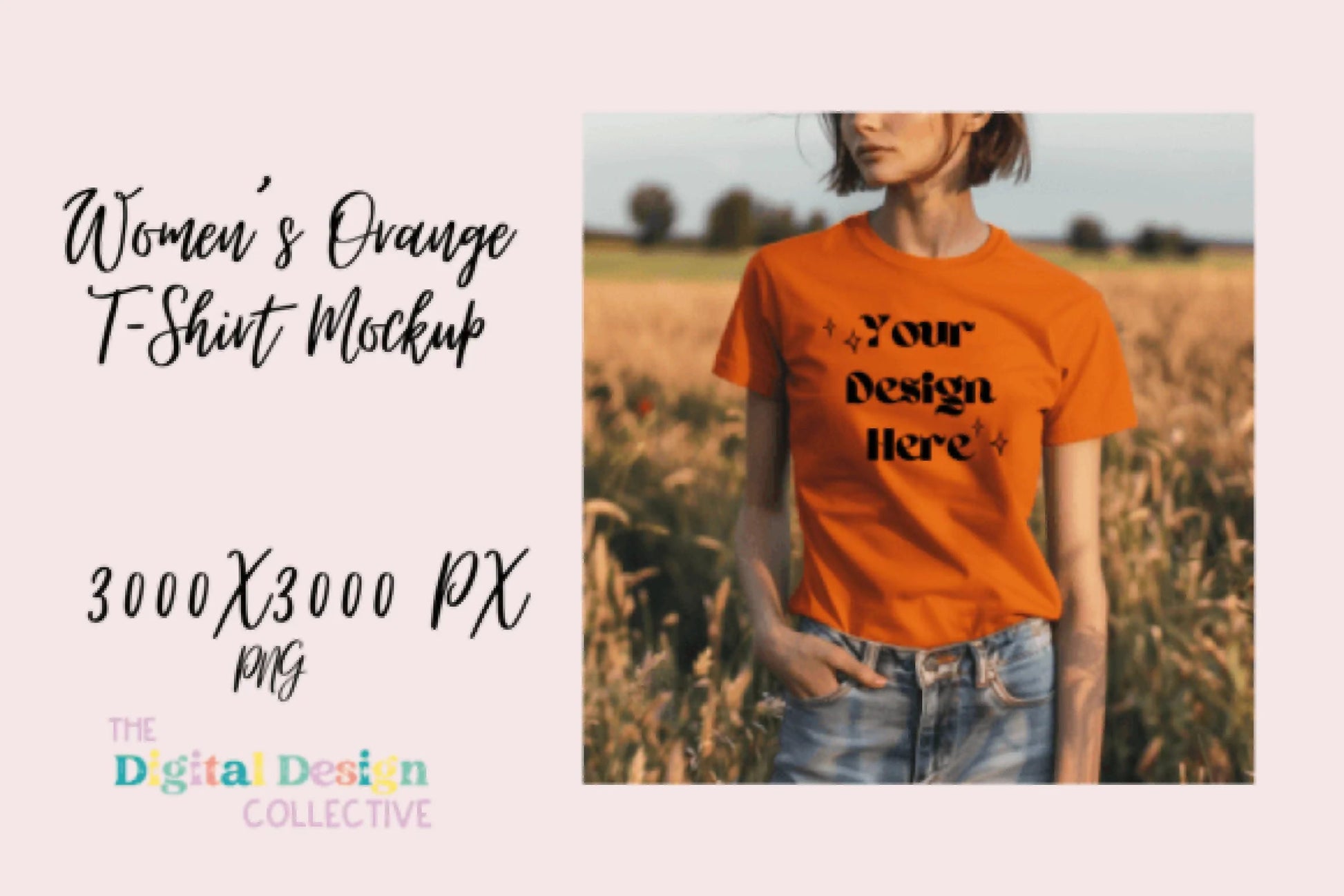 Women's Orange T-shirt Mockup - CraftNest - Digital Crafting and Art