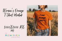 Women's Orange T-shirt Mockup - CraftNest - Digital Crafting and Art