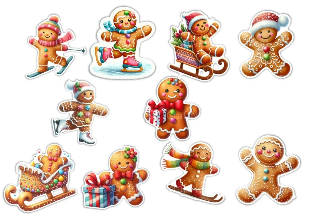 Christmas Gingerbread Stickers Clipart Bundle - CraftNest - Digital Crafting and Art