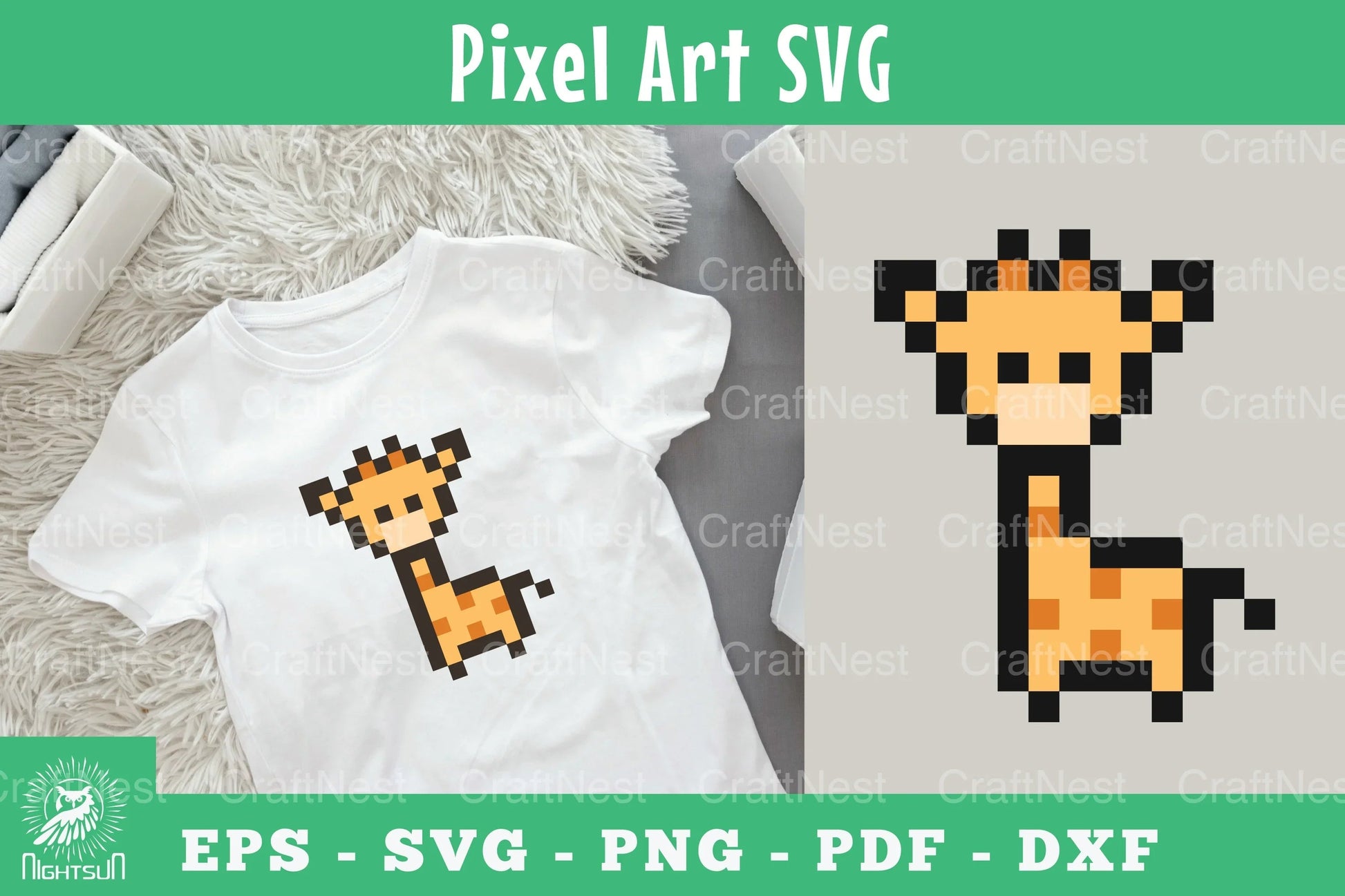 Giraffe Pixel Art Clipart Bundle - CraftNest - Digital Crafting and Art