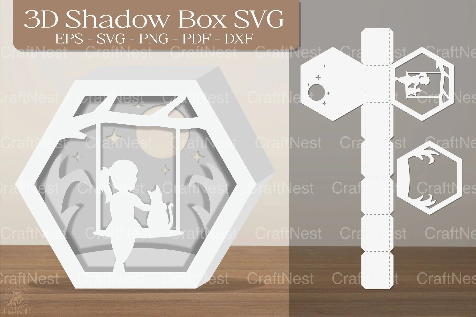 Girl and Cat 3D Shadow Box Clipart Bundle - CraftNest - Digital Crafting and Art