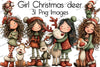 Girl Christmas Deer Clipart Bundle