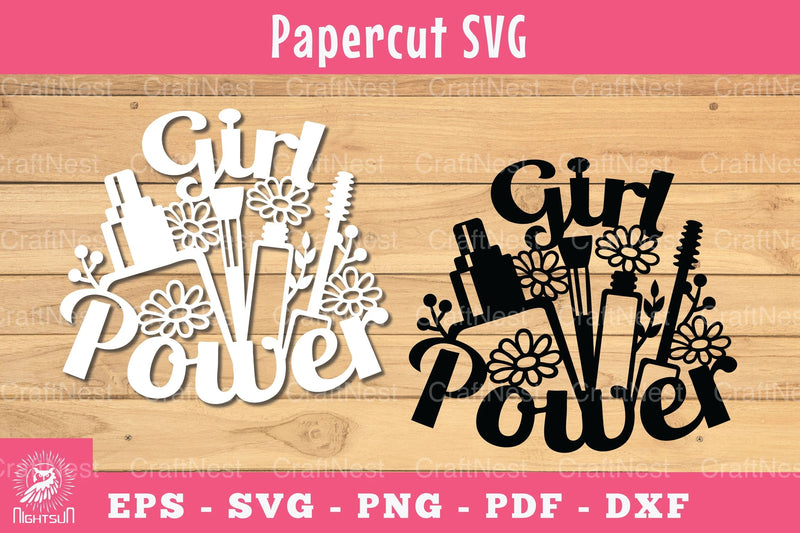Girl Power Floral Makeup Papercut SVG Bundle - CraftNest - Digital Crafting and Art