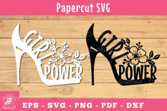 Girl Power Papercut Flower Heels Clipart Bundle - CraftNest - Digital Crafting and Art