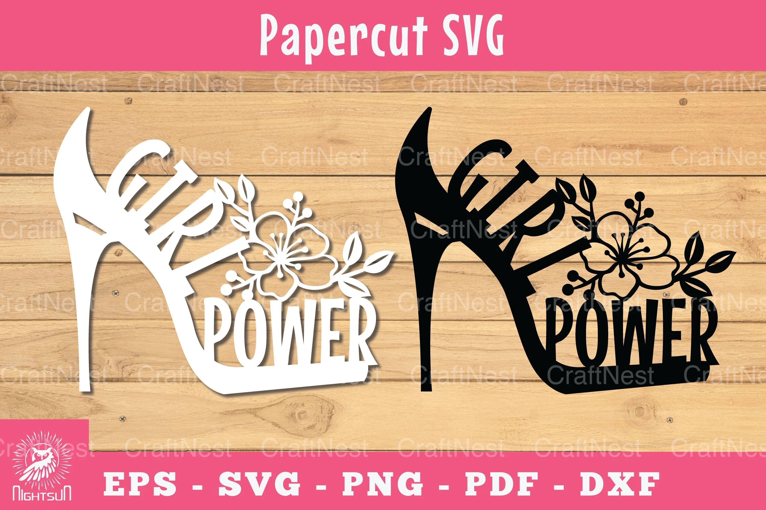 Girl Power Papercut Flower Heels Clipart Bundle - CraftNest - Digital Crafting and Art