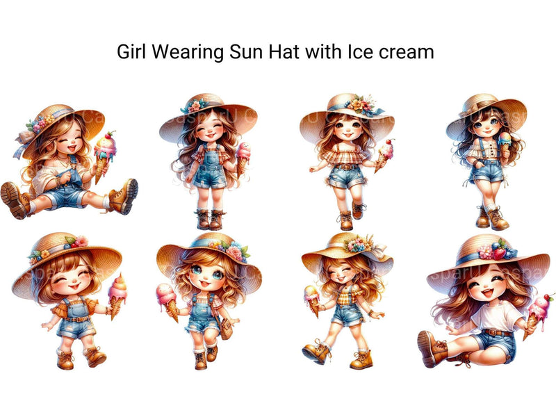 Girl with Sun Hat and Ice Cream - CraftNest - Digital Crafting and Art