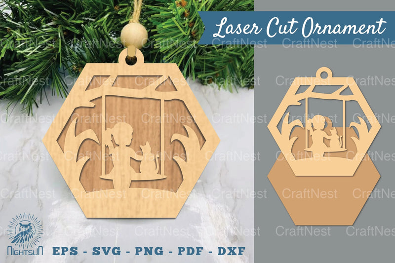 Girl and Cat Laser Cut Ornament Clipart Bundle - CraftNest - Digital Crafting and Art