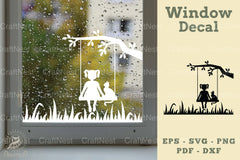 Girl and Cat Window Decal SVG Bundle - CraftNest - Digital Crafting and Art