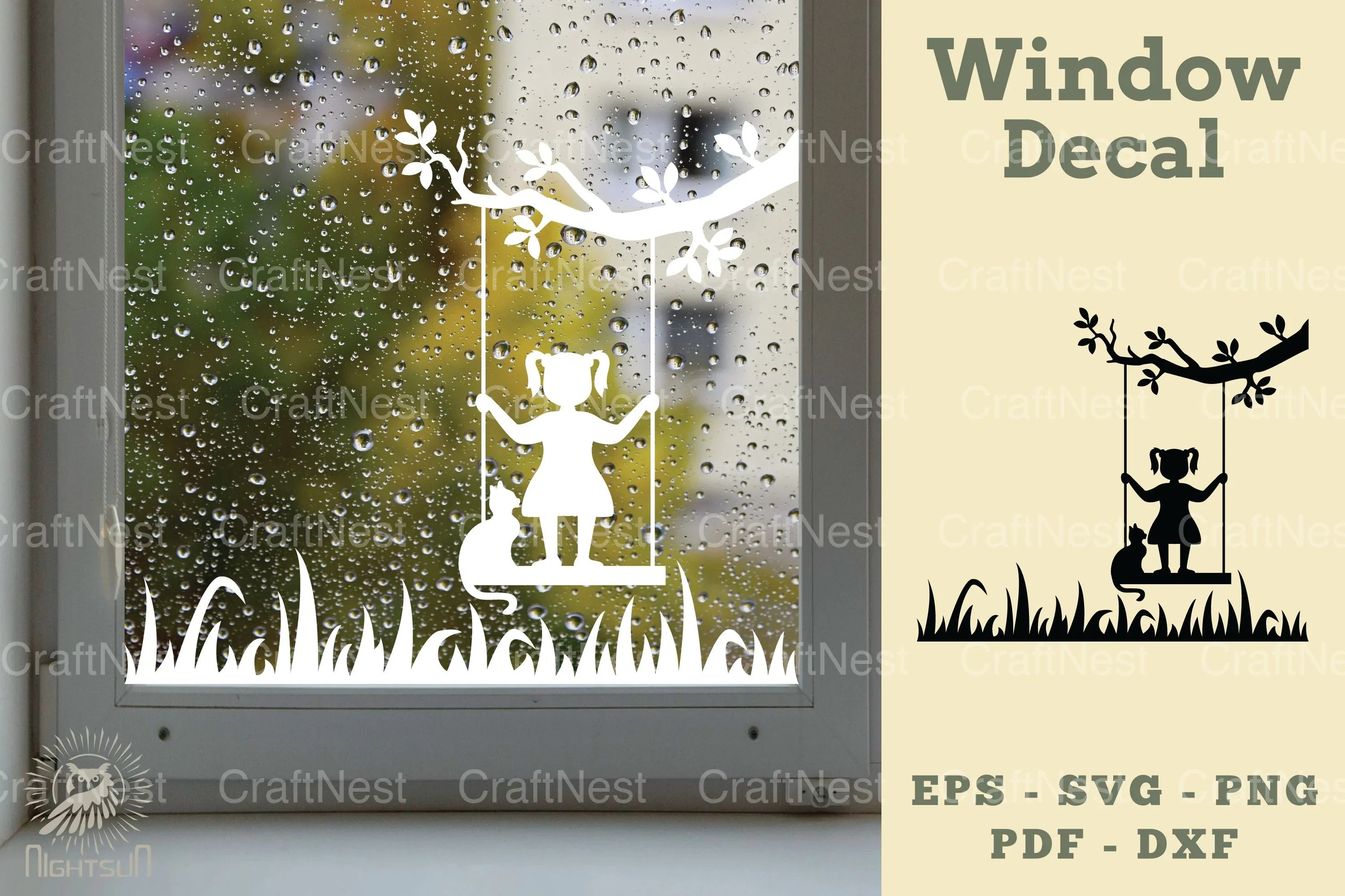 Girl and Cat Window Decal Clipart Bundle - CraftNest - Digital Crafting and Art