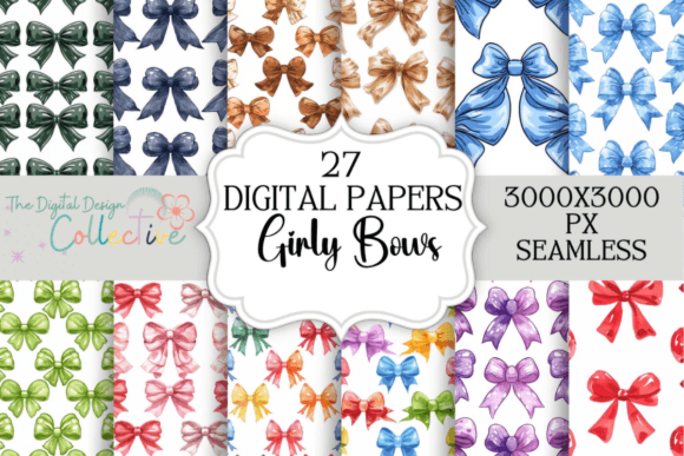 Colorful Girly Bows Rainbow Patterns